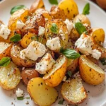 Crispy Roasted Potatoes with Baked Feta and Garlic Delight First Image First Image