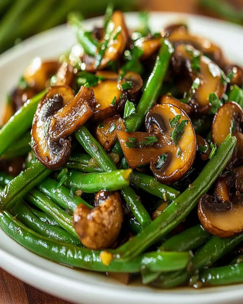 Garlic Butter Sautéed Green Beans and Mushrooms First Image First Image