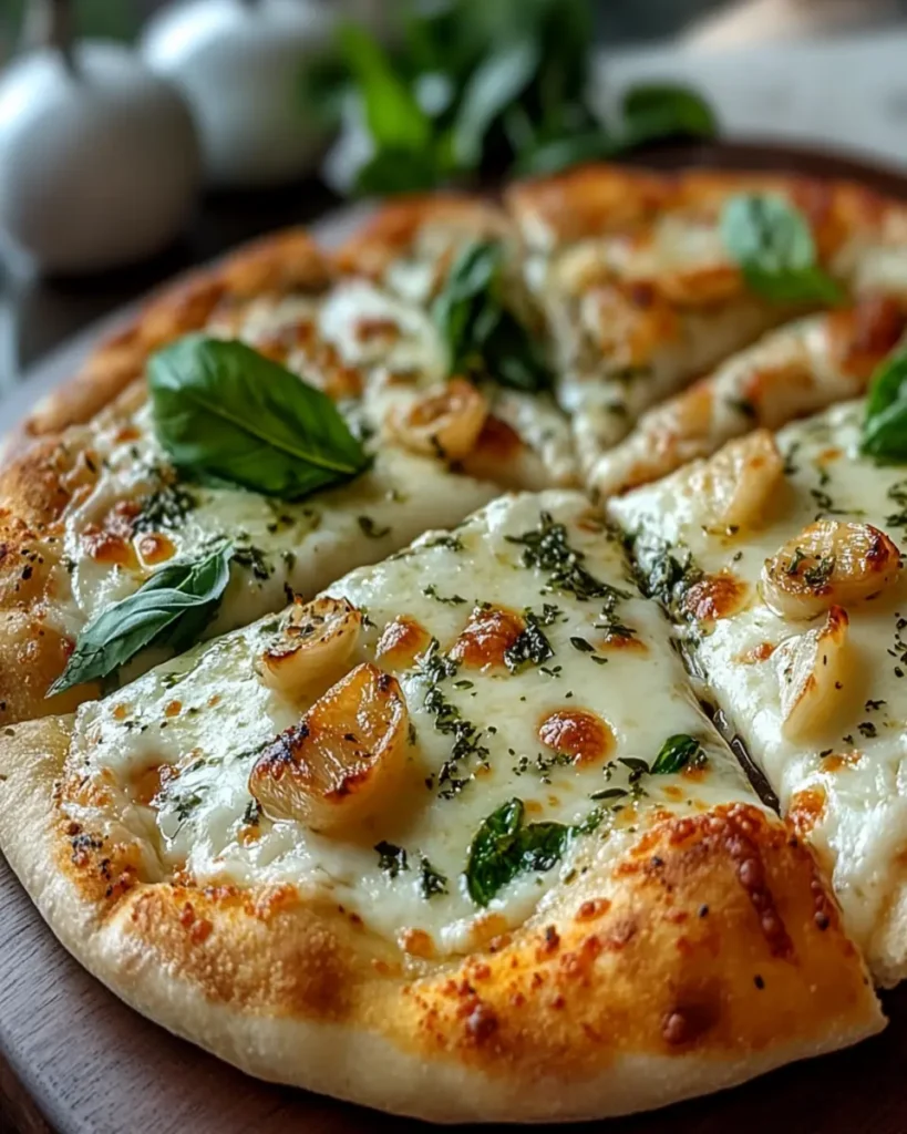 Cheesy Basil and Garlic Pizza First Image First Image