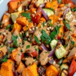 Sweet Potato Salad with Roasted Veggies and Creamy Peanut Dressing First Image First Image