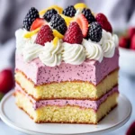 Keto Lemon Poppy Seed Cake with Blackberry Buttercream First Image First Image