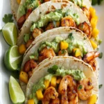 Chipotle Shrimp Tacos with Avocado Crema and Mango Salsa First Image First Image