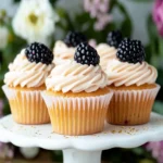 Light and Fluffy Blackberry Champagne Cupcakes for Celebrations First Image First Image