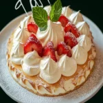 Hazelnut Meringue Cake with Strawberries and Cream Recipe First Image First Image