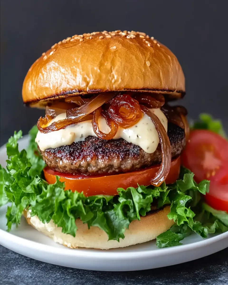 Caramelized Onion Garlic Burger: Gourmet Flavor at Home First Image First Image