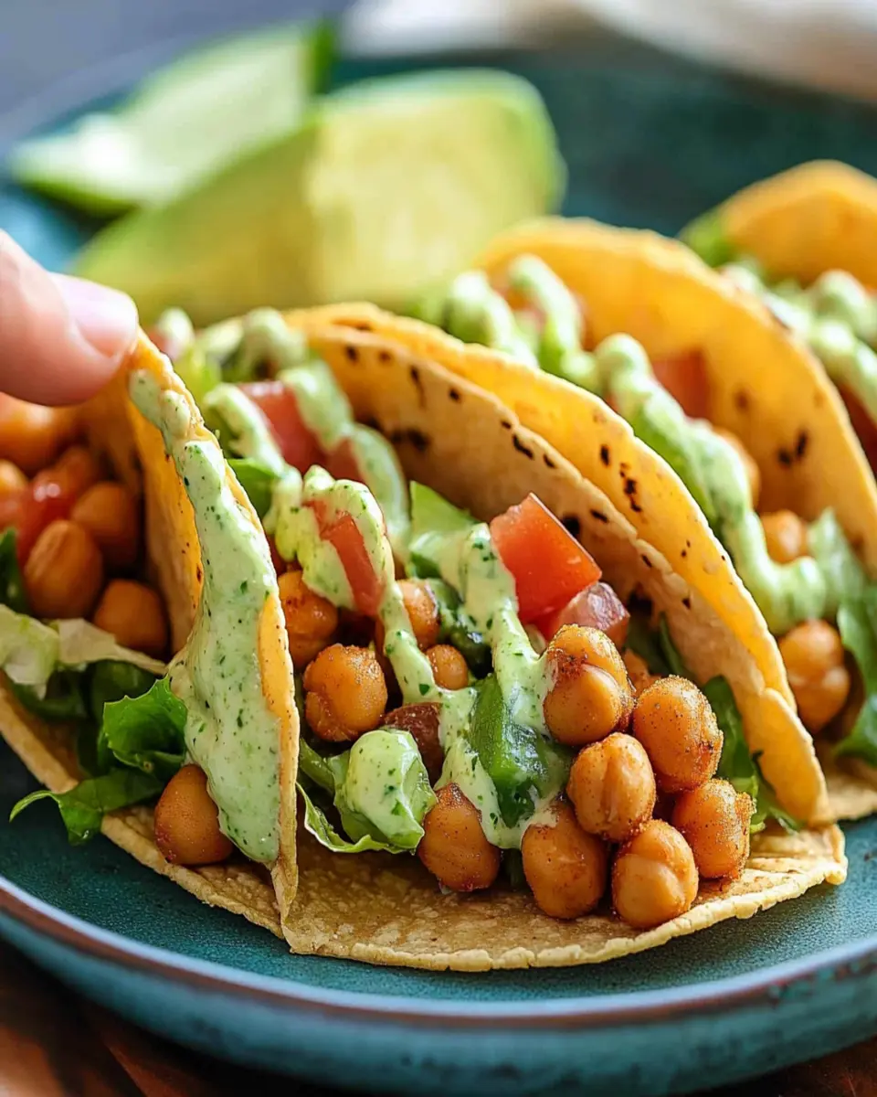 Chickpea Tacos with Cilantro Lime Sauce First Image First Image