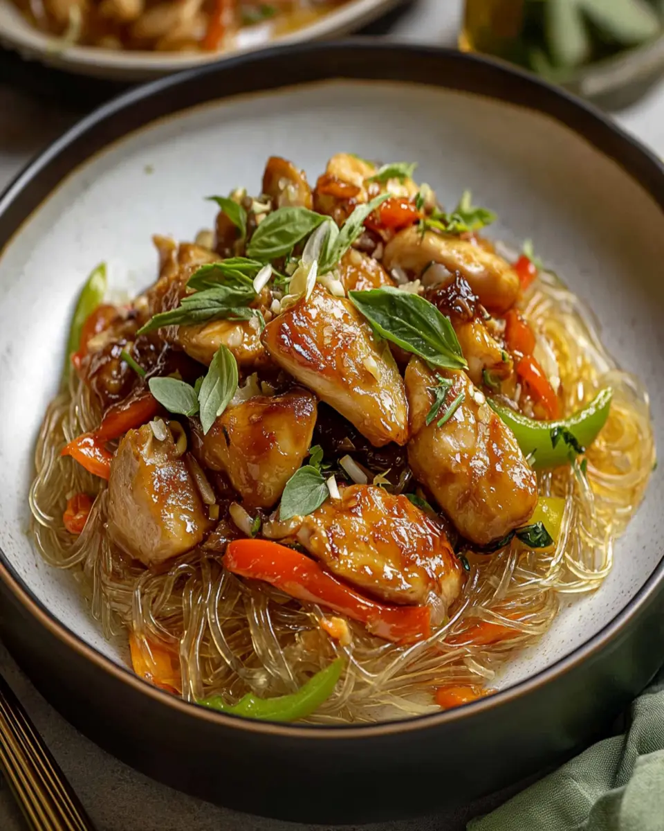 Honey Garlic Chicken with Glass Noodles First Image First Image