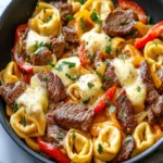 One-Pan Cheesesteak Tortellini Skillet: Provolone Delight First Image First Image