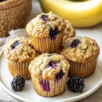 Wholesome Blackberry Banana Oatmeal Muffins, Easy First Image First Image