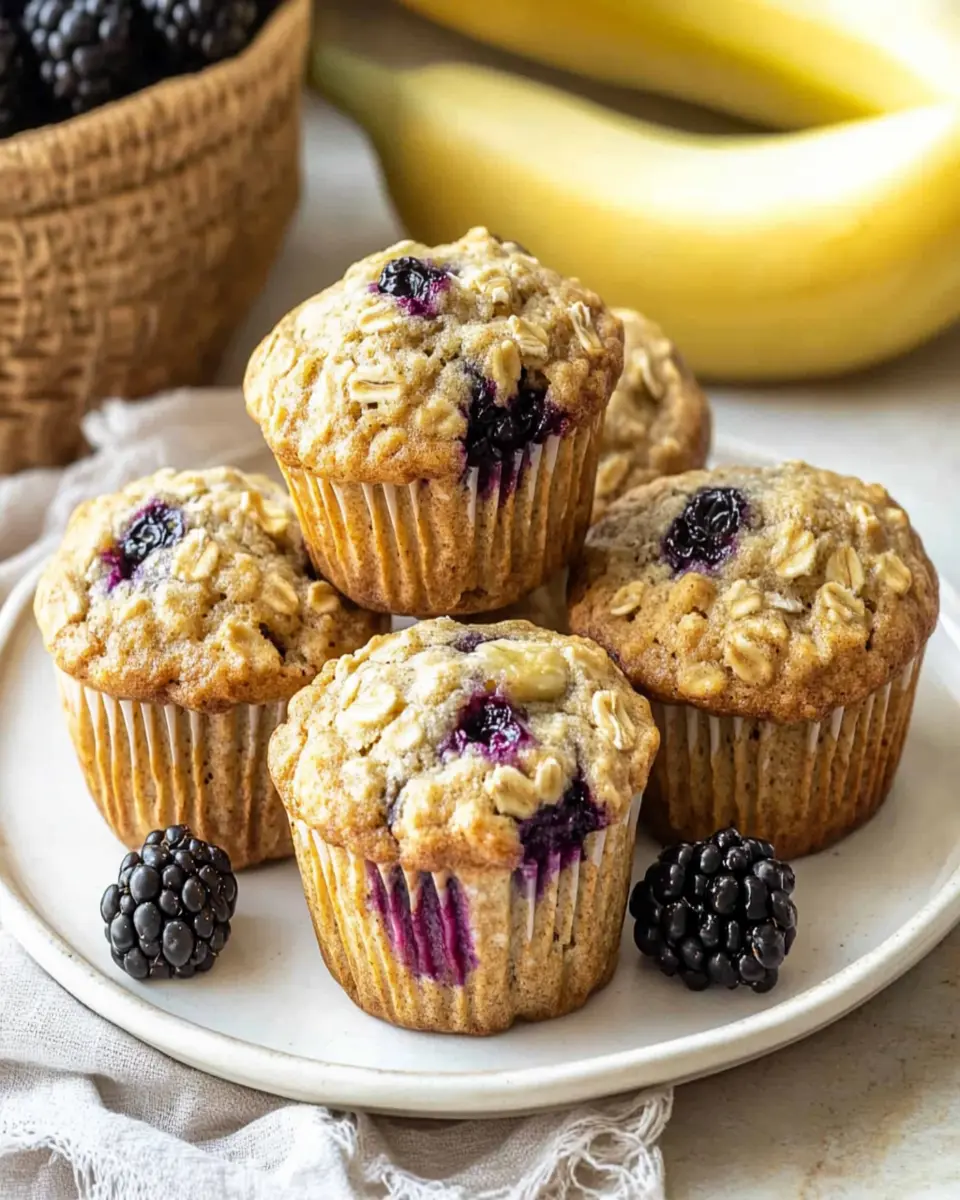 Wholesome Blackberry Banana Oatmeal Muffins, Easy First Image First Image