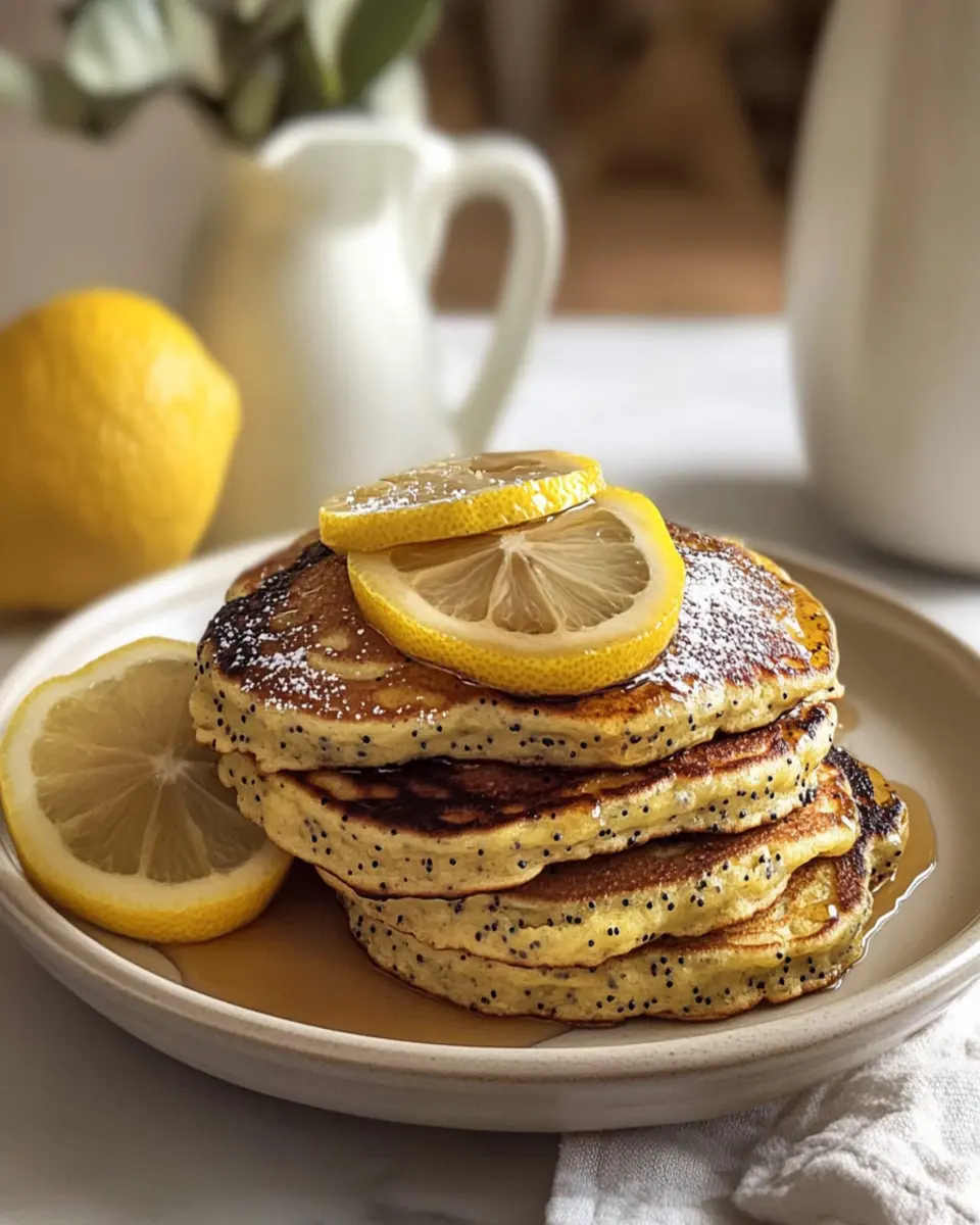 Lemon Poppy Seed Pancakes (Greek Yogurt for Protein) First Image First Image