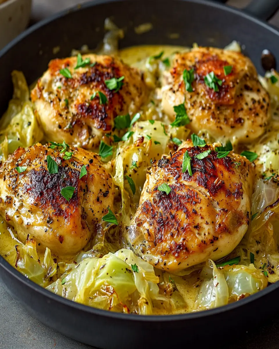 One-Pan Creamy Chicken and Cabbage Skillet First Image First Image
