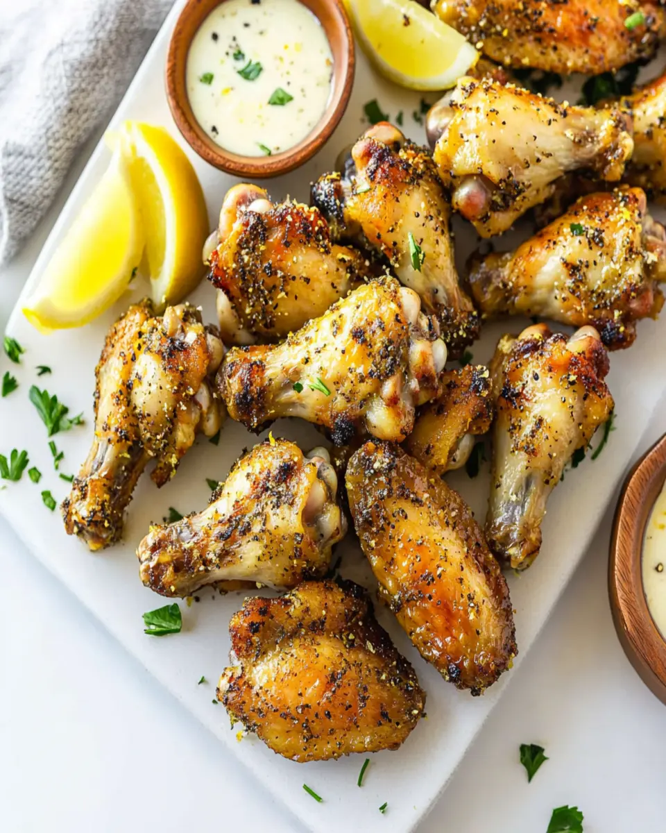 Crispy Baked Lemon Pepper Chicken Wings (Game day Favorite!) First Image First Image