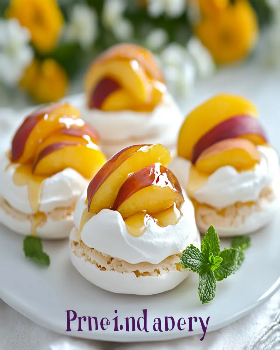 Mini Pavlovas With Poached Peaches for a Perfect Summer Treat First Image First Image