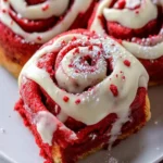 Red Velvet Cinnamon Rolls with Cream Cheese Frosting First Image First Image