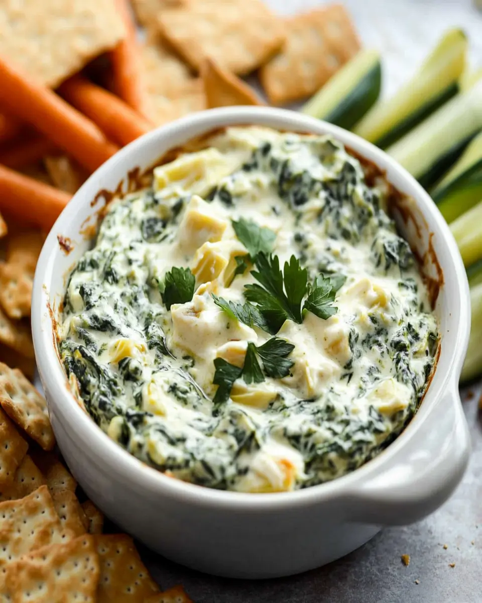 Easy Healthy Spinach Artichoke Dip – With Greek Yogurt First Image First Image