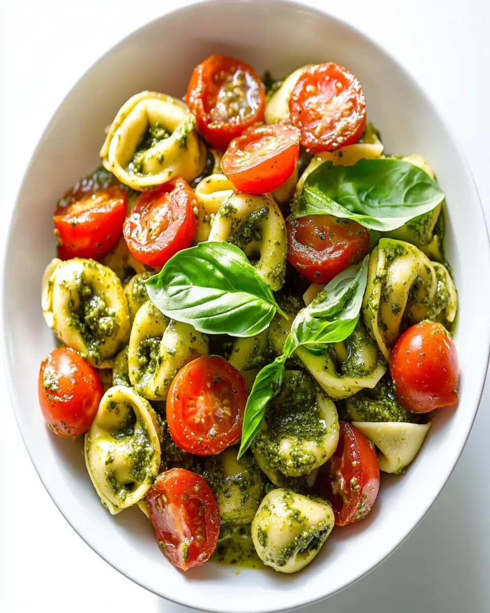 Delicious Pesto Tortellini Salad with Fresh Cherry Tomatoes First Image First Image