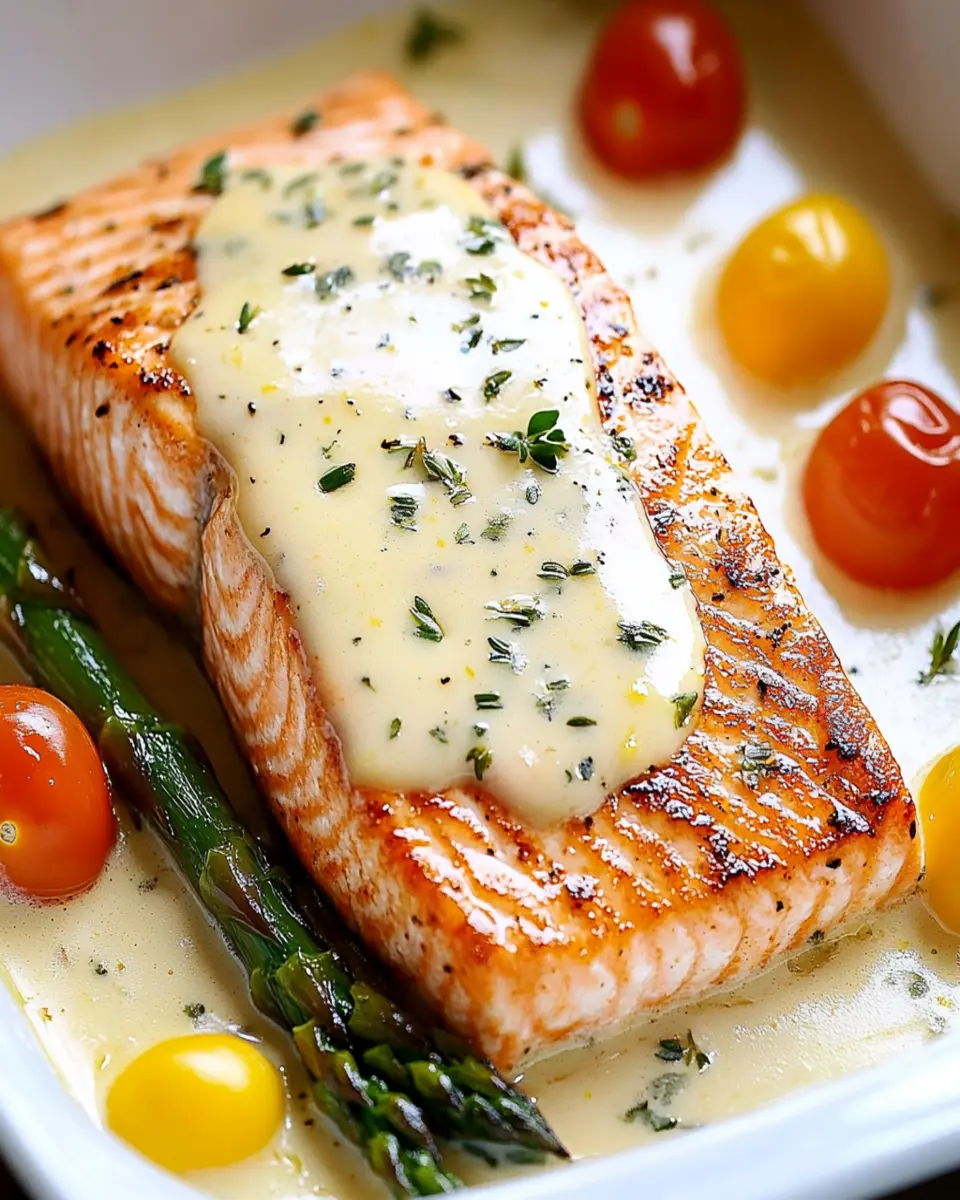 Irresistible Baked Salmon with Lemon Butter Cream Sauce First Image First Image