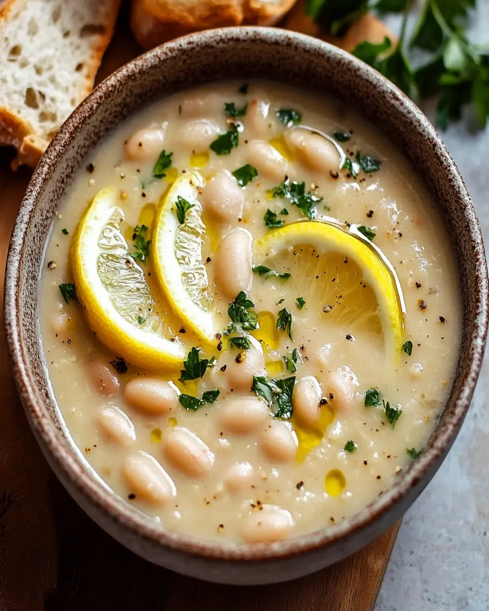 Greek White Bean Soup – Garlicky Lemon Flavor First Image First Image